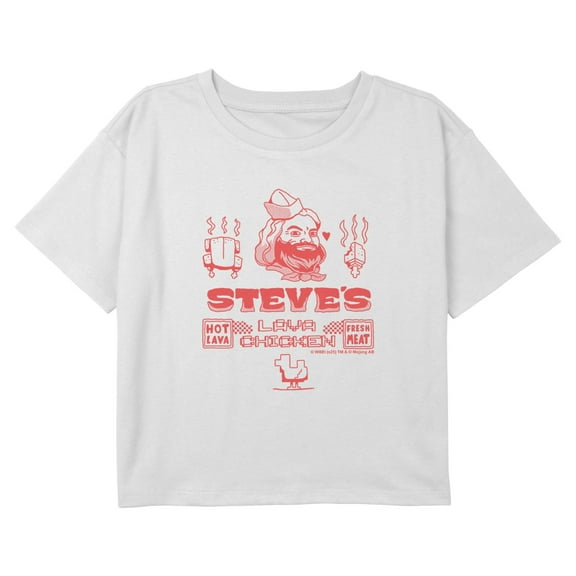 Girls A Minecraft Movie Steve's Hot Lava Chicken Graphic Cropped T-Shirt