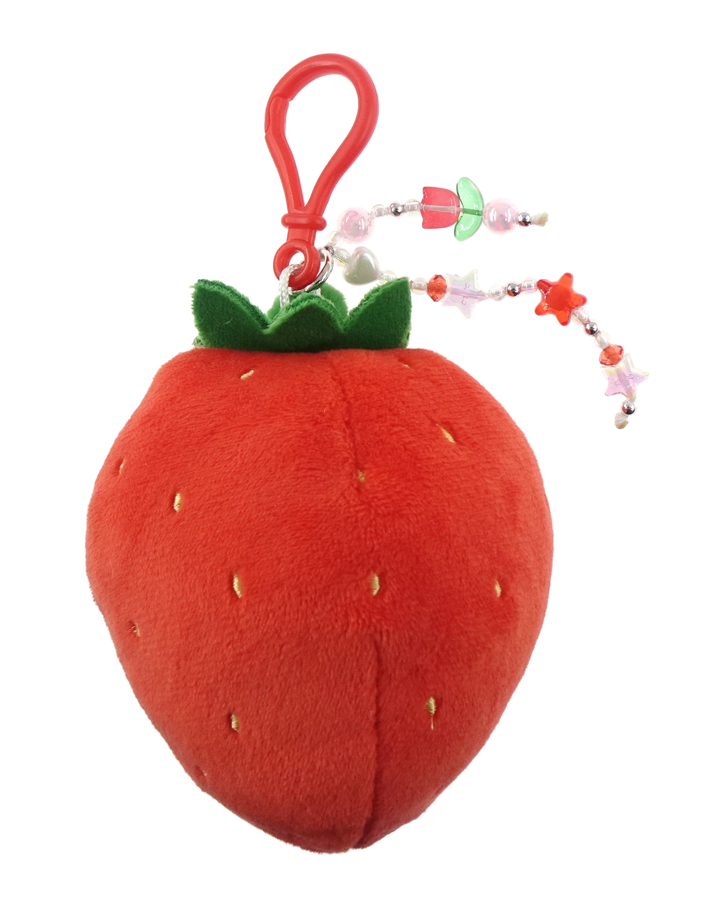 Wonder Nation Girls Strawberry Plush Keychain Bag Charm, Red