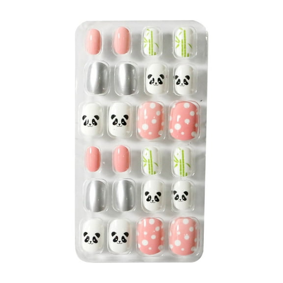 Girls Acrylic Nail Set, Kids Fake Nails, 24 Pieces Artificial Nails for Children with Matte UV Finish, Non-Toxic Odorless ABS, Easy to Trim and Apply, Perfect for Parties Weddings and DIY Manicures