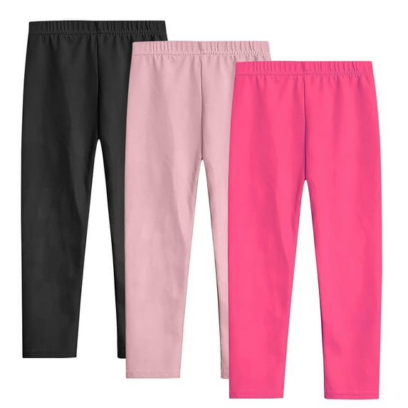 Girls' Active Pants New 3 Pack Toddler Leggings Thick Cotton Leggings for Girls Kids Full Length Girls Pants Stretchy Basic Trousers Kids Casual Athletic Pull-On Pants New Pinky-a 3 Years