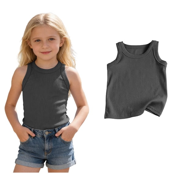 Girls Active Quick Dry Tank Top Kids Sleeveless Navy Undershirt Girls Athletic Dance Performance Tops 3T
