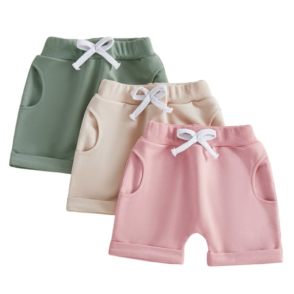 Girls' Active Shorts 3 Packs Kids Drawstring Waistband Shorts Summer Toddler Boy Shorts Drawstring