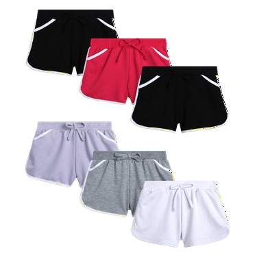 Girls' Active Shorts - 6 Pack French Terry Athletic Gym Dolphin Shorts (Size: 7-16)