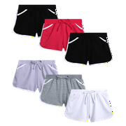 Girls' Active Shorts - 6 Pack French Terry Athletic Gym Dolphin Shorts (Size: 7-16)