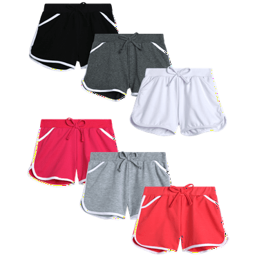 Girls' Active Shorts - 6 Pack French Terry Athletic Gym Dolphin Shorts (Size: 7-16)