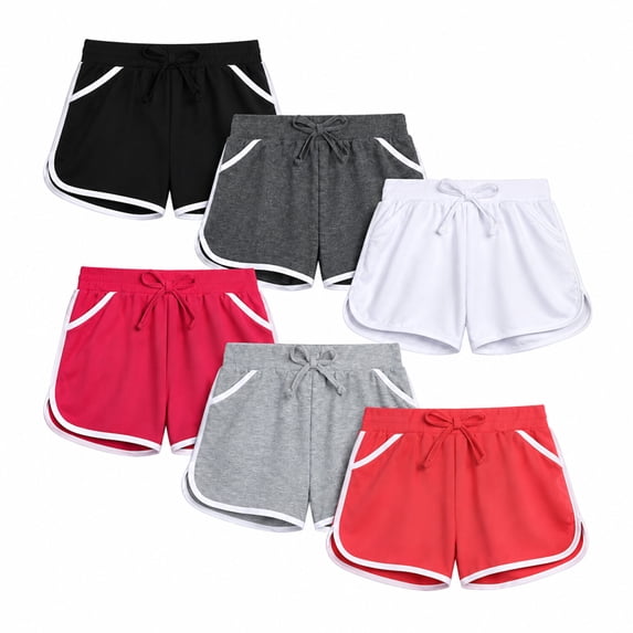 Real Love Girls Active Shorts French Terry Athletic Gym Dolphin Shorts 6 Pack