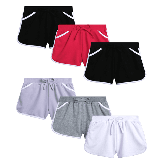 Real Love Girls Active Shorts French Terry Athletic Gym Dolphin Shorts 6 Pack