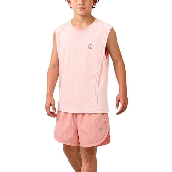 Girls Activewear 2 Piece Outfit Sleeveless Crewneck Tank Top And Athletic Gym Shorts Set Summer Sporty Running Tracksuit Casual Playwear Clothes For Kids