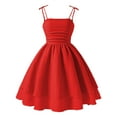 thumbnail image 1 of Girls Adjustable Spaghetti Strap Mini Dress Ruched Design Puff Bubble Dress Ruffled Hem Summer Casual Wear [CHSJU], 1 of 6