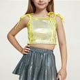 thumbnail image 1 of Girls Adjustable Strap Sequins Cami Vest Metallic Sparkle Crop Tank Tops Kids Performance Dance Oufits for 4-14 Years, 1 of 5