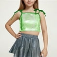 thumbnail image 1 of Girls Adjustable Strap Sequins Cami Vest Metallic Sparkle Crop Tank Tops Kids Performance Dance Oufits for 4-14 Years, 1 of 5