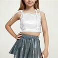 thumbnail image 1 of Girls Adjustable Strap Sequins Cami Vest Metallic Sparkle Crop Tank Tops Kids Performance Dance Oufits for 4-14 Years, 1 of 5