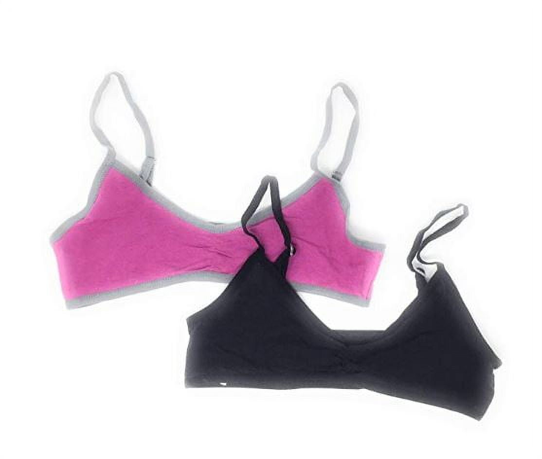 Girls Adjustable Strap Training Sports Cotton Spandex Bra For Tweens Or  Teens, Pack of 2 (Medium (34A), Black/Hot Pink)