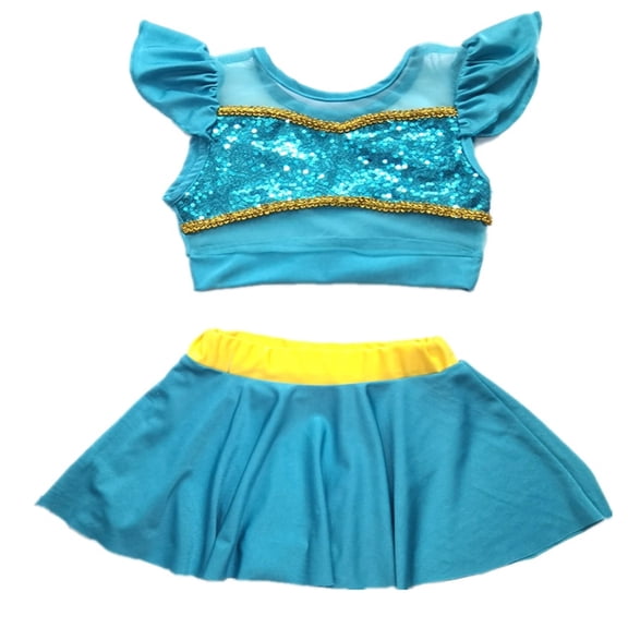 Girls Aladdin Princess Swimsuit Bathing Suits Girl Ruffled Tankini Bikini Two Piece Swimwear Beachwear