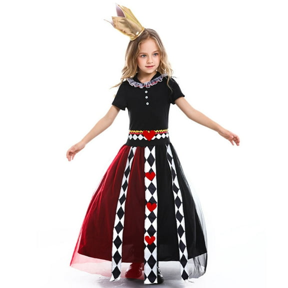 Girls Alice Costume Dress Halloween Party Wonderland Fancy-Dress