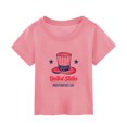 thumbnail image 1 of Girls America T-Shirt Patriotic Tees For Kids Unisex 4th of July Shirt Tops Short Sleeve Crew Neck T Shirts Pink Size 5-6 Years, 1 of 3