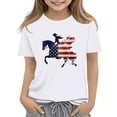 thumbnail image 1 of Girls American Flag 4th of July Shirt Patriotic Cowgirl Graphic Tee Kids Independence Day Top White,Size 13-14 T, 1 of 5