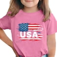 thumbnail image 1 of Girls American Flag T Shirt Distressed USA Graphic Tee Kids 4th of July Patriotic Pink,Size 3-4T, 1 of 6