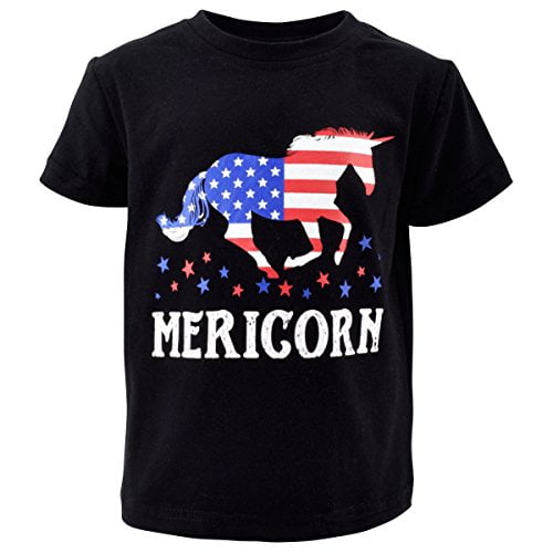 Girls American Unicorn 4th of July Shirt (8/XXXL)