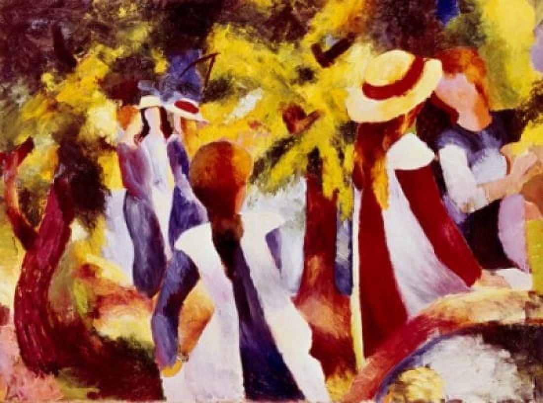 Girls Among Trees August Macke (1887-1914 German) Canvas Art - August Macke (18 x 24)
