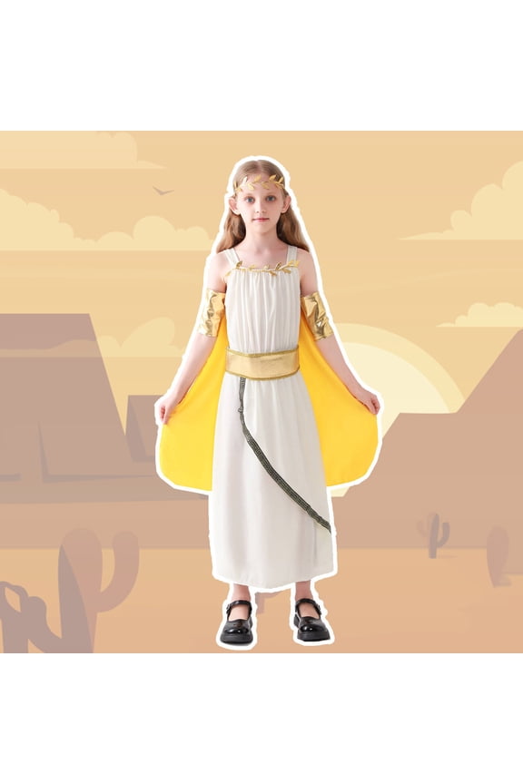 Girls Ancient Roman Carnival White Party Gown Dress For Children Girls Summer Dress Cassual Formal Dresses Cute Sun Dresses