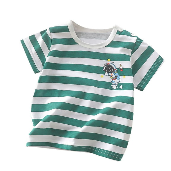 Girls And Boys Cartoon O-Neck Tee Short Sleeve T-Shirts Kids Tops Comfort Dailywear 18-24 Months