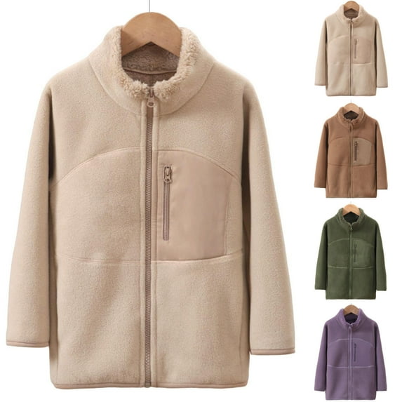 Girls And Boys' Cute Jacket Casual Long Sleeve Tops Thickened Jacket Warm And Windproof Stand Up Collar Jacket