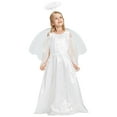 thumbnail image 1 of Girls Angel Costume, 3 Pcs Dress Halo Wings White Fancy Dress Up for Nativity Halloween Christmas 3-4 Years, 1 of 7