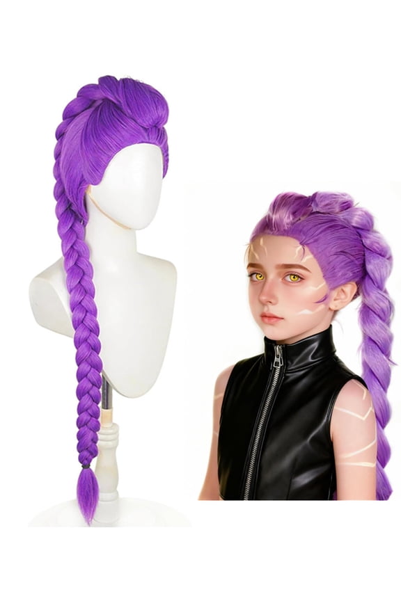 Girls Anime Cosplay Wig with Headband,Singer Costume Wig for Teens & Children, Long Braided Natural-Looking Wig for Party, Performance, Dress Up