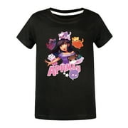 LQBNZQZ Girls Anime T-Shirt Costume Kids Cartoon Aphmaus Tee Shirt Daily Playwear Causal Wear Shirt Summer Clothes for 3-13 Years