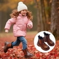 thumbnail image 1 of Girls Ankle Boots Fall Winter Combat Boots Non- Short Booties Side Zipper (Brown 8-9 Years), 1 of 8