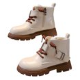 thumbnail image 1 of Girls Ankle Boots Kids Fashion Buckle Strap Riding Booties Lace up Zipper Lug Sole Round Toe Winter Short Boots, 1 of 5