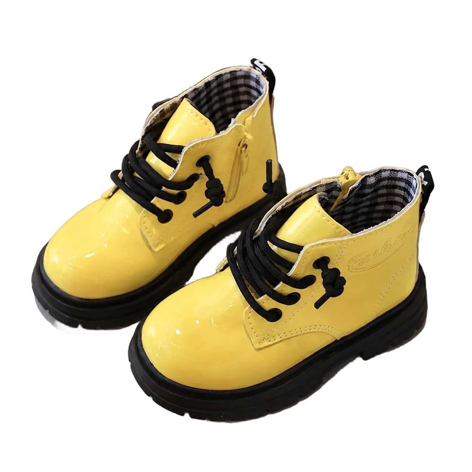 Water Off Sign Girls Ankle Combat Boots Boys Kid Shoes Side Zipper Lace-Up Unisex ...