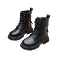 thumbnail image 1 of Girls Ankle Riding Boots Classic Lace up Chunky Boot PU Leather Combat Booties Platform Motorcycle Boots Side Zipper Flatform Casual Shoes Comfy School Boot Waterproof Walking Shoes, 1 of 7