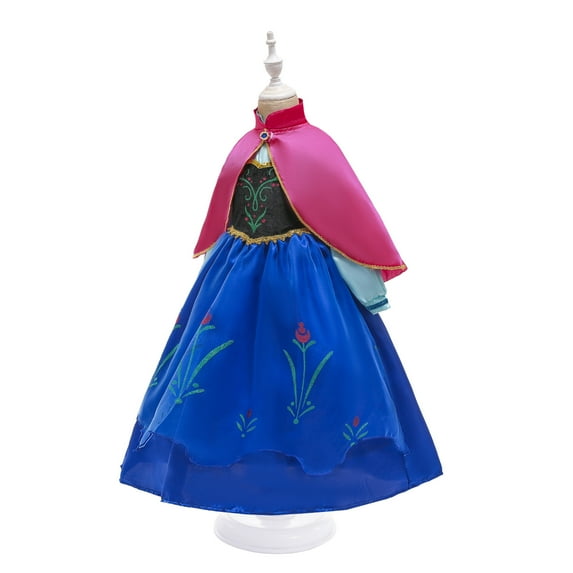 Girls Anna Costume Christmas Princess Dress Classic Dress with Accessories