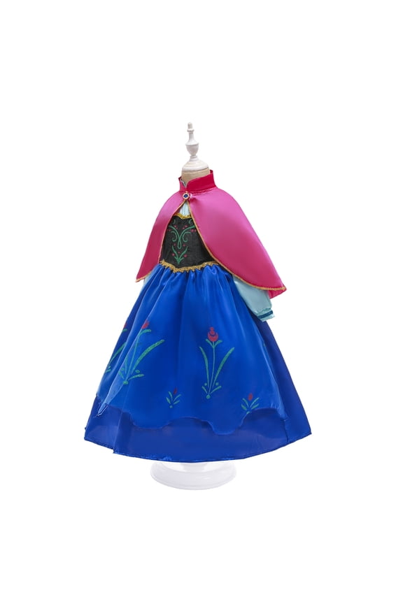 Girls Anna Costume Christmas Princess Dress Classic Dress with Accessories