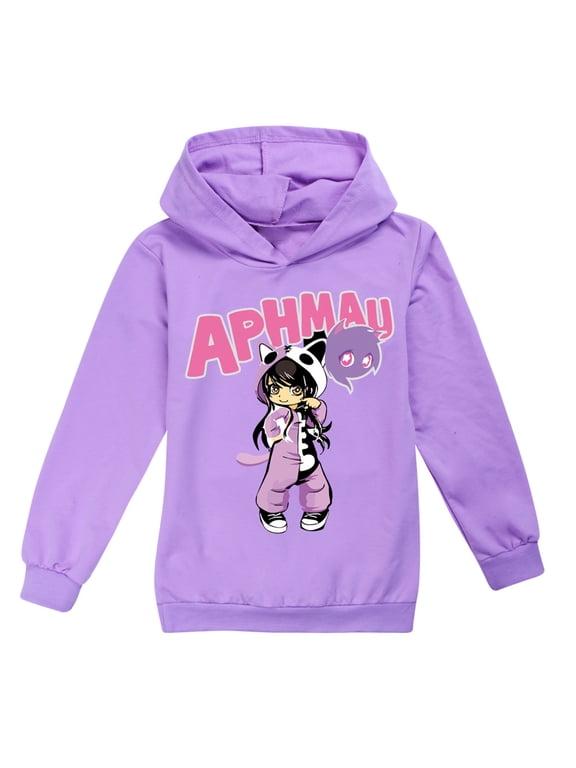 Girls Aphmaus Hoodies Cute Graphic Print Hooded Sweatshirt Casual Long Sleeve Lightweight Pullover Tops for School Sport Size 4-13 T