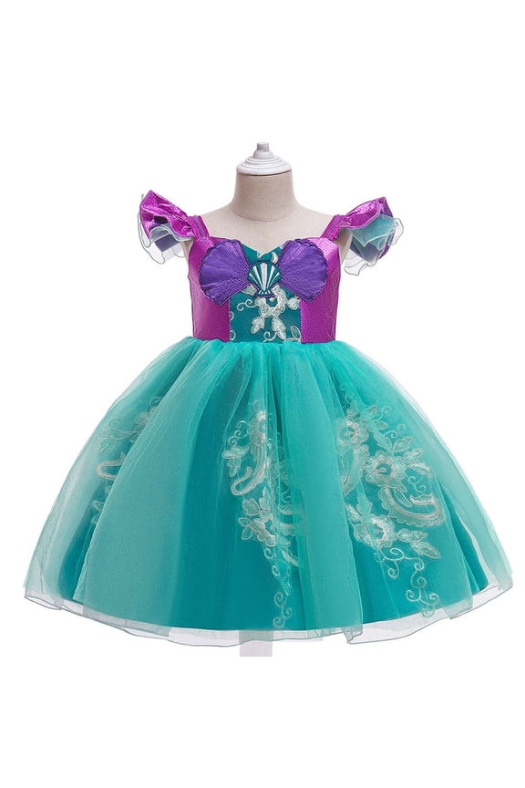 Girls Ariel Mermaid Princess Dress Birthday Party Christmas Cosplay Outfit