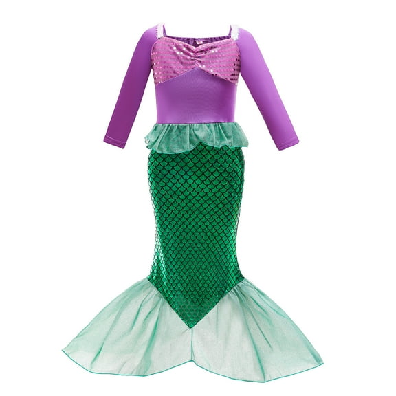 Girls Ariel Mermaid Tail Costume Dress Cosplay Party Princess Outfits