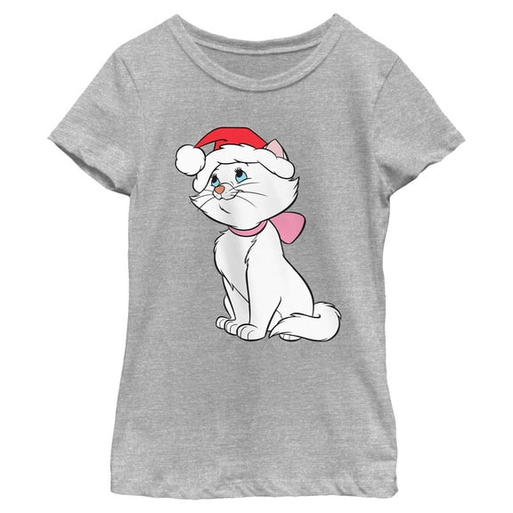 Girls Aristocats Marie Christmas Santa Hat T Shirt