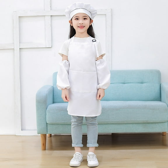Girls Art Smock Long Sleeve Apron Hat Set for Children Painting and Craft Smocks for Young Artists Ideal for Play and Learning Activities