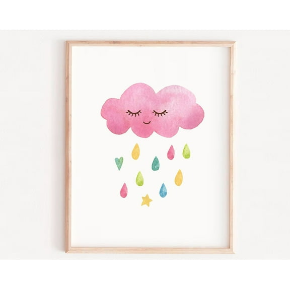 Girls Artwork, Cloud Wall Decor, Nursery Wall Decor, Baby Room, Cloud Wall Art, Baby Gift, Girls Wall Art, Pink Wall Art, Modern Wall Decor, 24x36 UNFRAMED