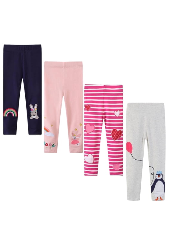 Girls' Assorted Everyday Pull on Leggings, 4-Pack, Sizes 2T-7T