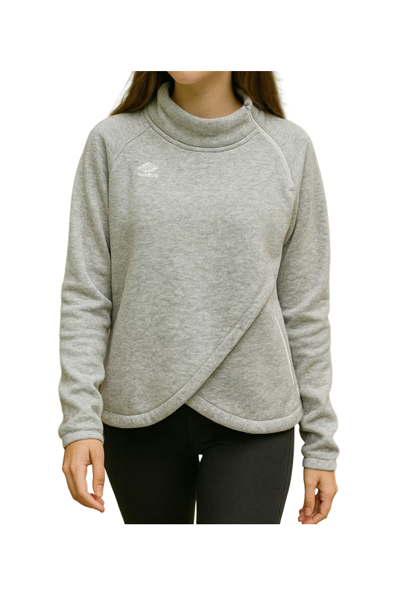 Girls' Asymmetrical Fleece Pullover - Heather Grey, S 6/6X
