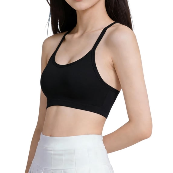 Girls' Athletic Buttery Soft Light Support Spaghetti Strap Training Sports Bra