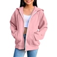 thumbnail image 1 of Girls Athletic Hoodies Jacket Zip up Casual Long Sleeve Cardigan Sweatshirt Fall Winter Trendy Oversized Jackets with Pockets, 1 of 7