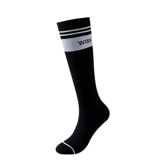 Girls Athletic Knee High Socks, Breathable Moisture Wicking Sports Socks Black Free