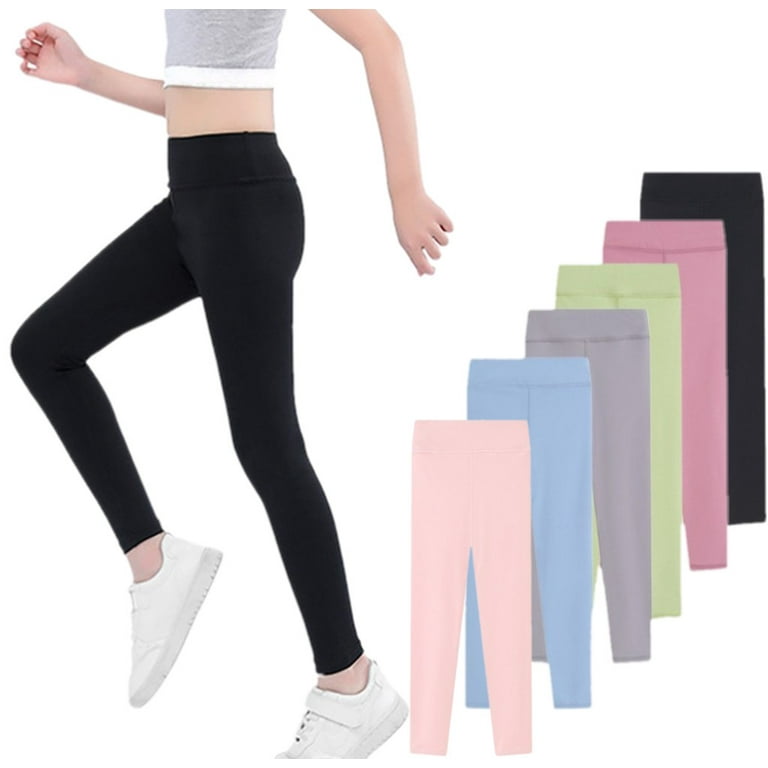 Girls Athletic Leggings Kids Dance Running Yoga Pants Workout Active Dance  Tights, Size 4-10T 