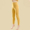 thumbnail image 1 of Girls' Athletic Leggings Kids Dance Running Yoga Pants Workout Active Dance Tights with Pockets Yellow 8 Years, 1 of 3
