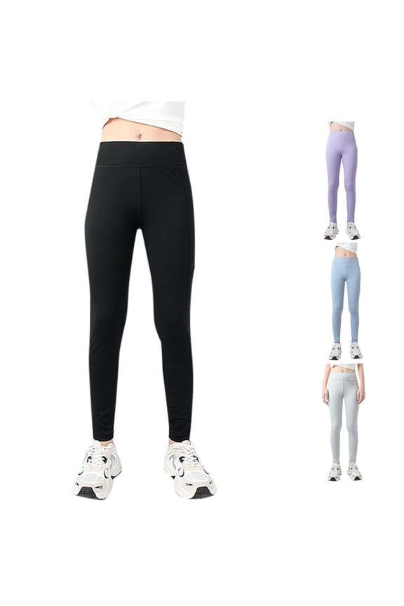 Girls Athletic Leggings Kids Dance Running Yoga Pants Workout Dance Tights with Pockets Gymnastic Sweats Softball Pants for Girls Youth Cheerleader Leggings